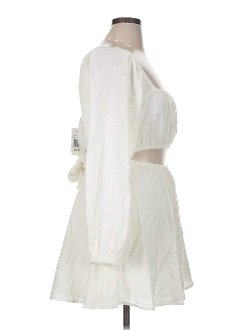 L*SPACE Rosita Dress XL NWT Ivory Linen Blend Cutout Tie Back Mini $165 - Picture 4 of 9